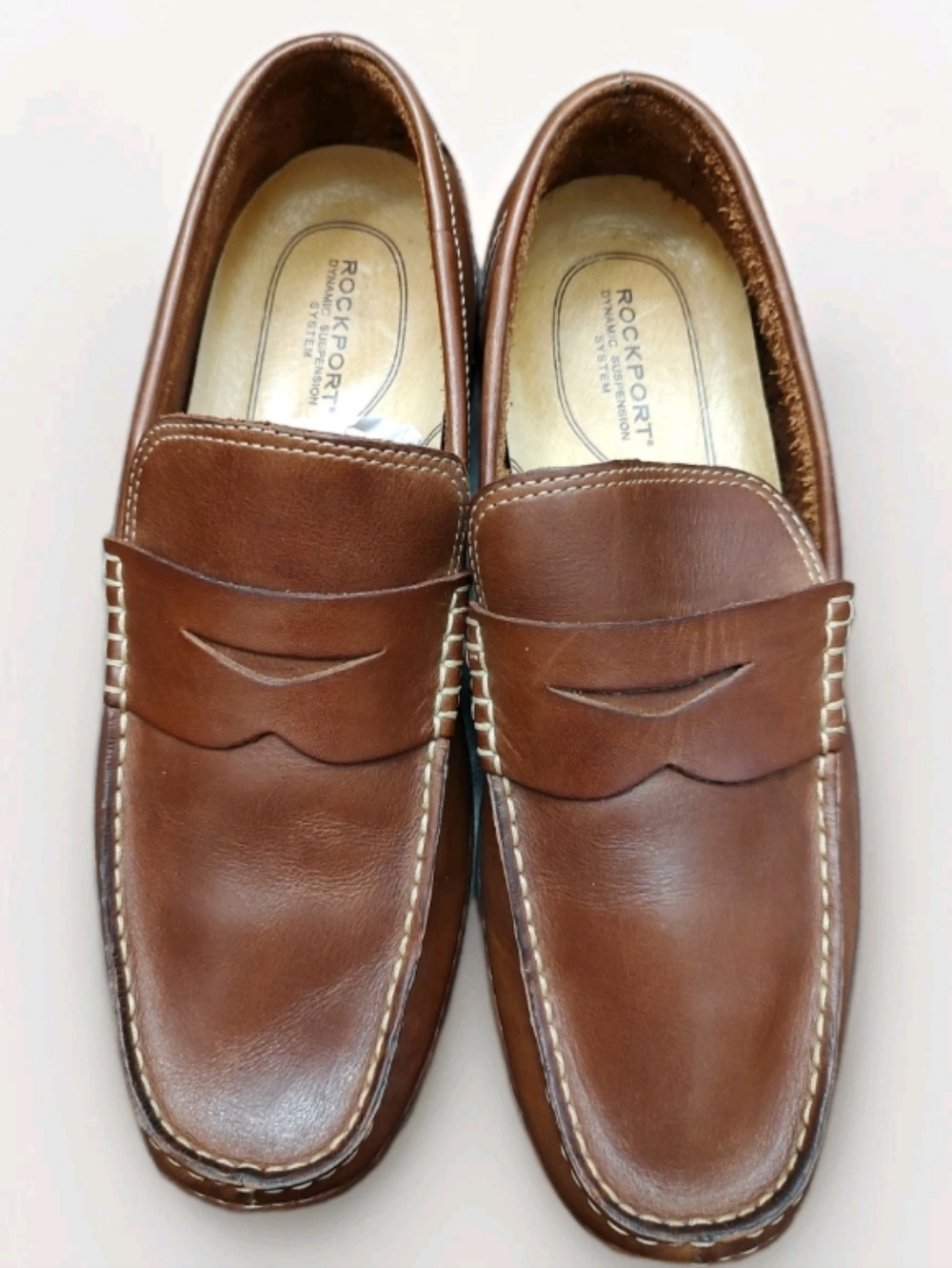 Rockport Driving Penny Loafers Dyn'mc Suspension System 10.5M Brown Leather VGUC
